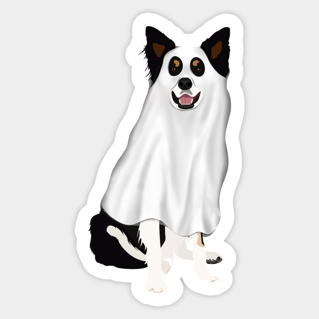 Halloween Ghost Border Collie Drawing Spooky Sticker by simonescha